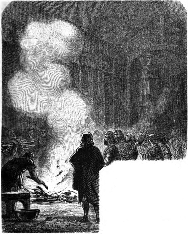 In Freyr's temple near Uppsala. Wägner, Wilhelm. 1882. Nordisch-germanische Götter und Helden. Otto Spamer, Leipzig & Berlin. Page 23.